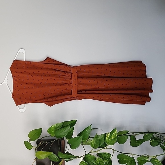 BLU pepper rust brown black faux wrap dress medium - Picture 6 of 8